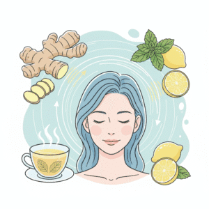 Baş dönmesi ve mide bulantısına iyi gelen zencefil, nane çayı ve doğal rahatlama yöntemleri.